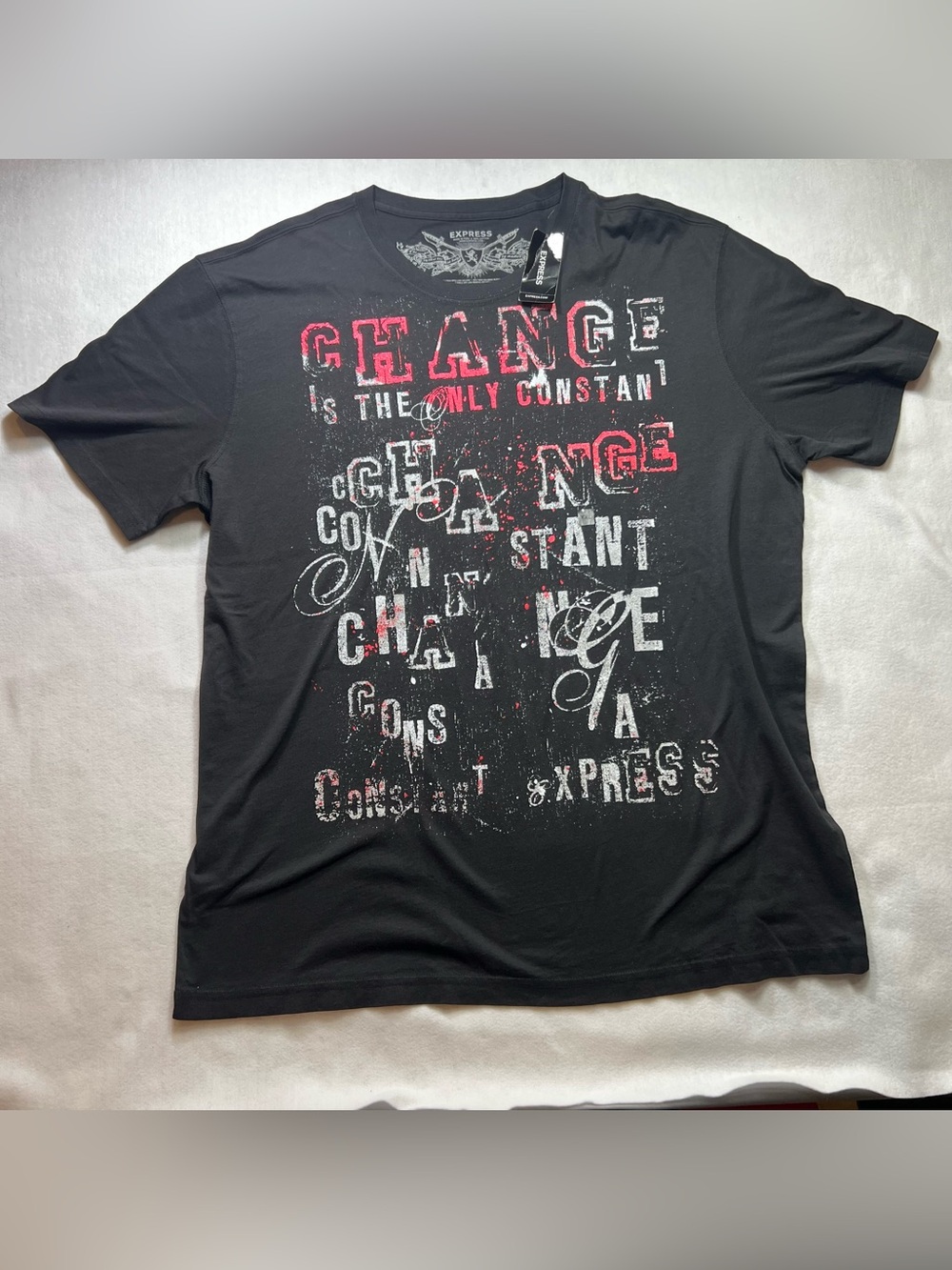 Express Men’s Black Graphic Crewneck T‑Shirt - Change Print (0079)